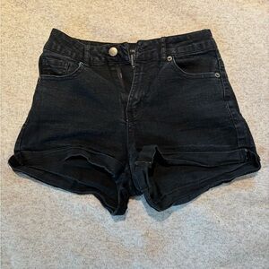 Forever 21 Black Jean Shorts Mid-Thigh Cuffed